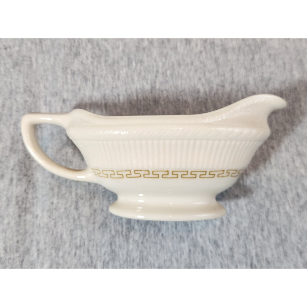 Shenango China Gravy Boat Vintage Cream Gold Greek Key Pattern A-20 USA